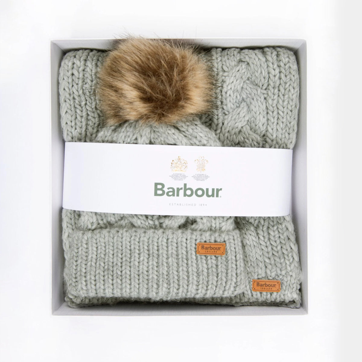 Barbour Penshaw Beanie & Scarf Set | Grey