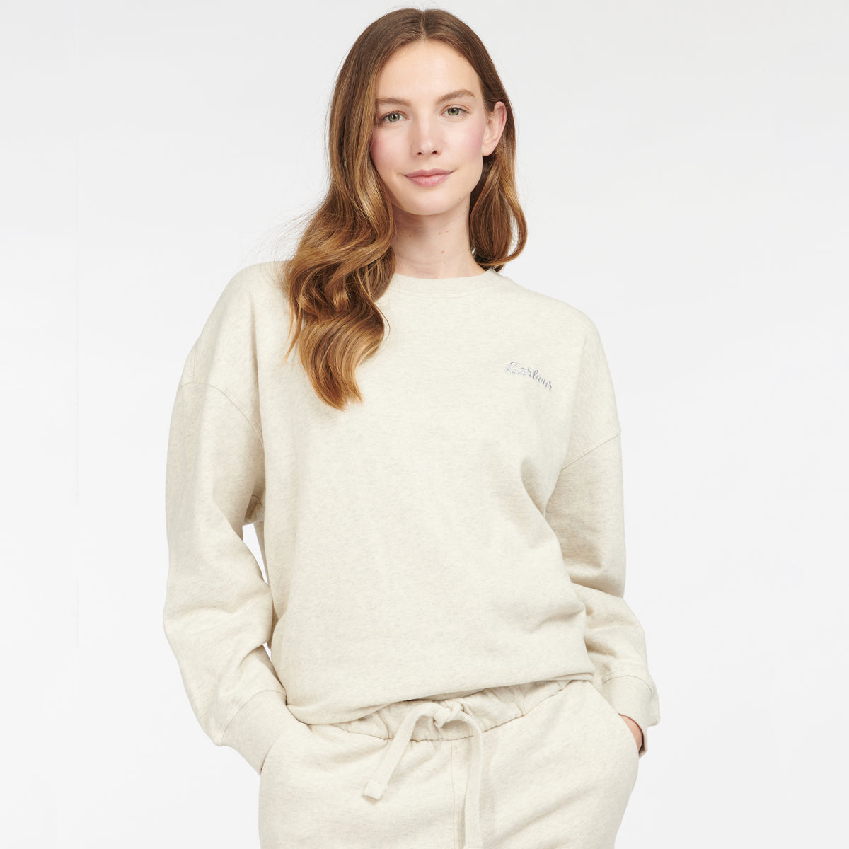 Barbour Rosie Women's Relaxed Lounge Crew Sweater | Ecru Marl