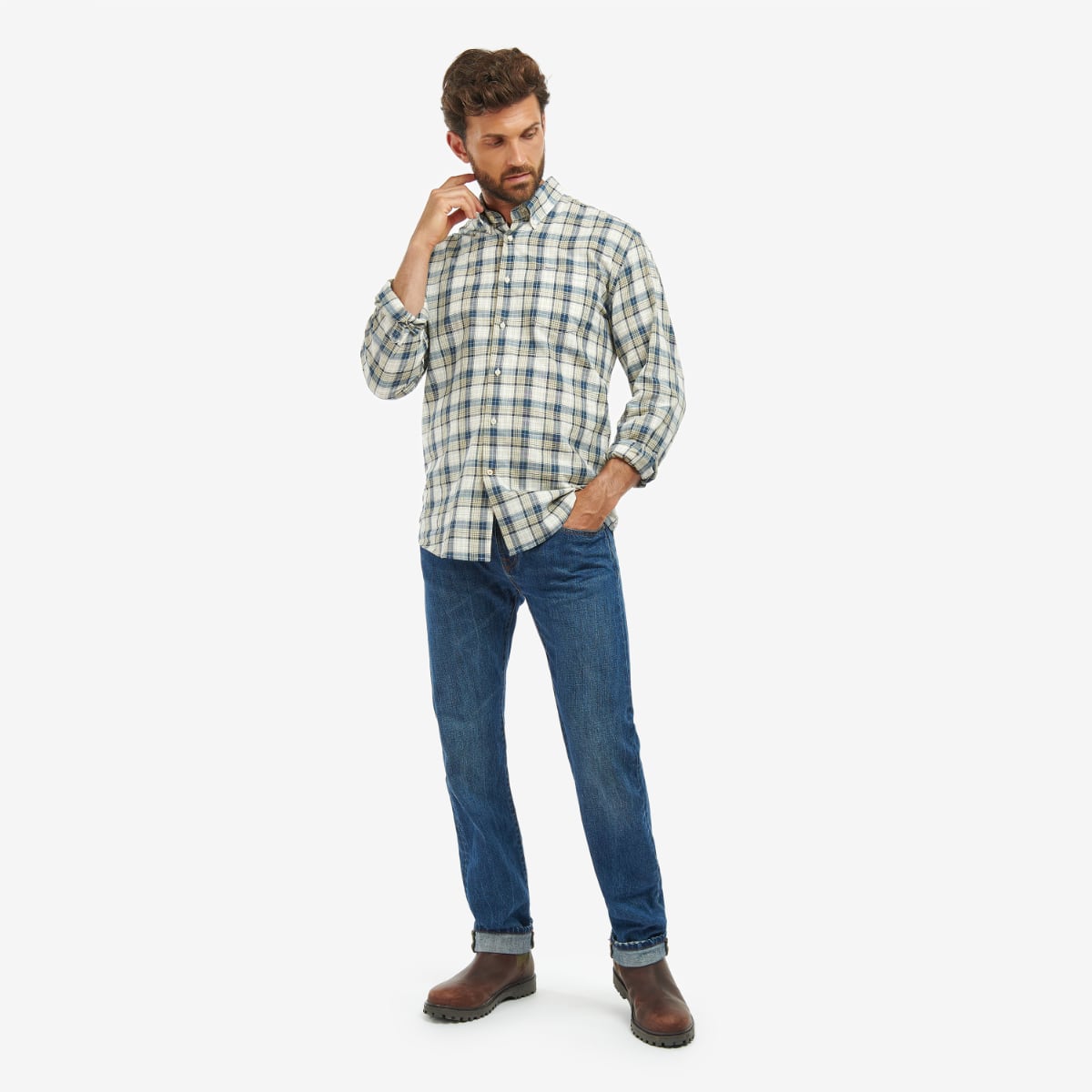 Barbour Sadle Regular Fit Men's Shirt | Stone