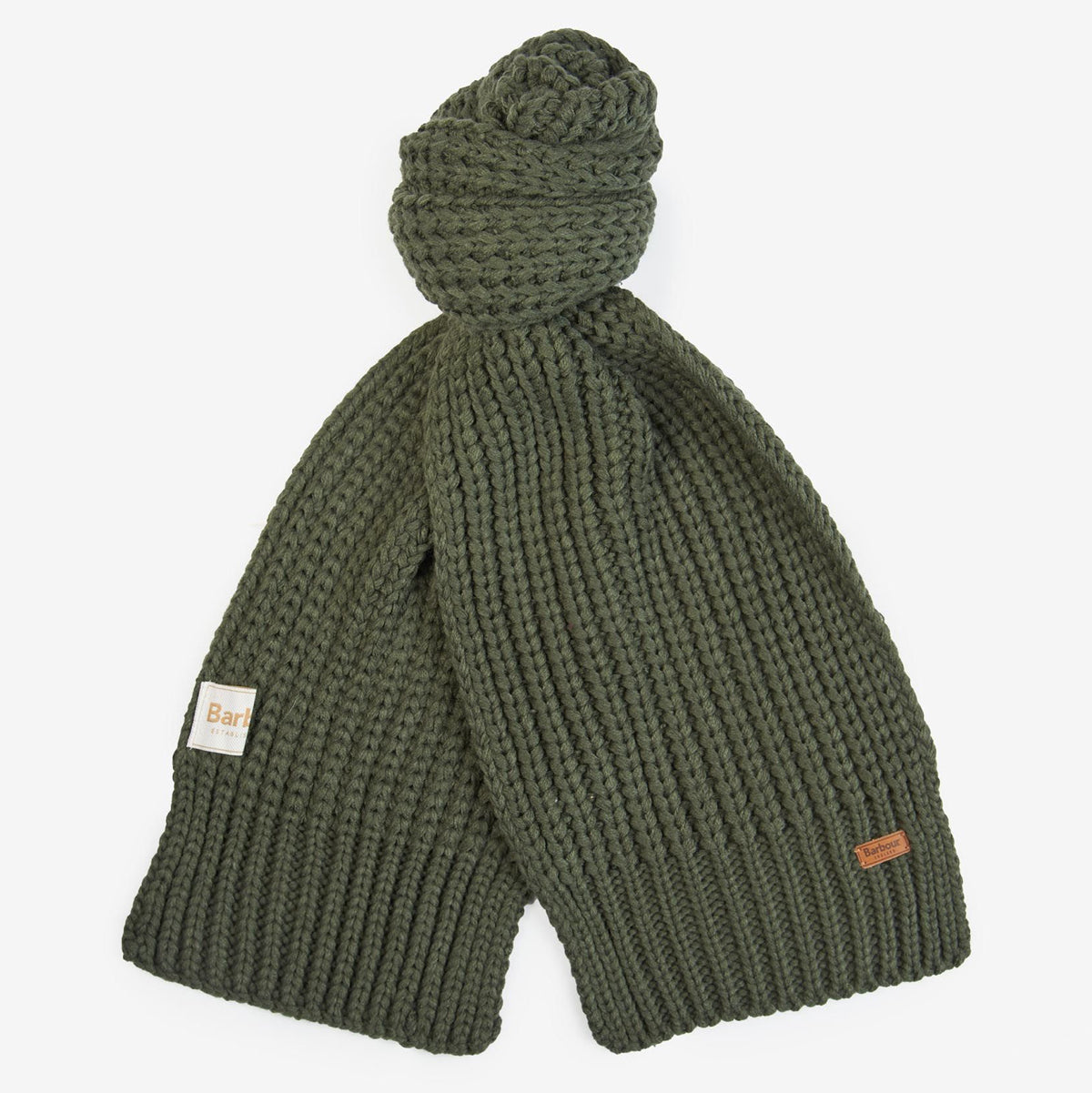 Barbour Saltburn Beanie & Scarf Set | Olive