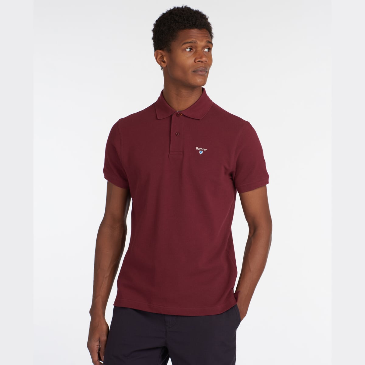 Barbour Tartan Pique Men's Polo Shirt | Ruby