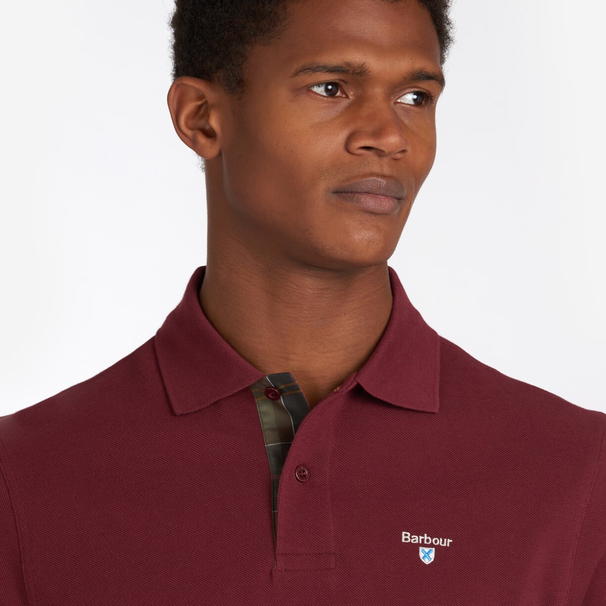 Barbour Tartan Pique Men's Polo Shirt | Ruby