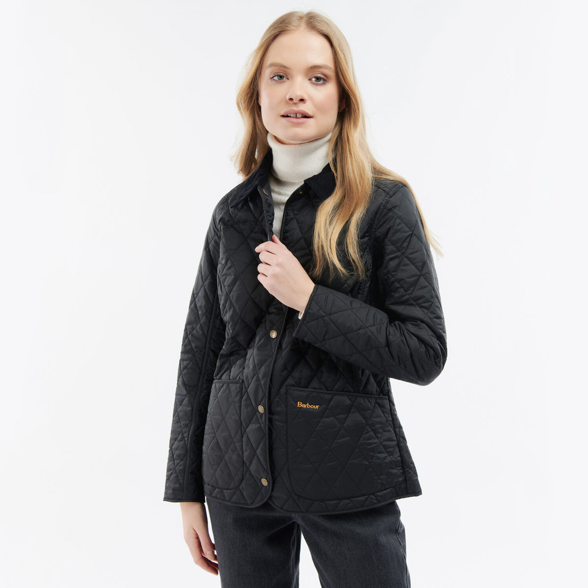 Barbour Annandale Women's Quilted Jacket in Black on model