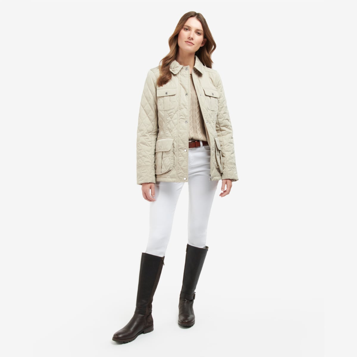 Barbour Belted Defence Women's Quilted Jacket | Light Sand