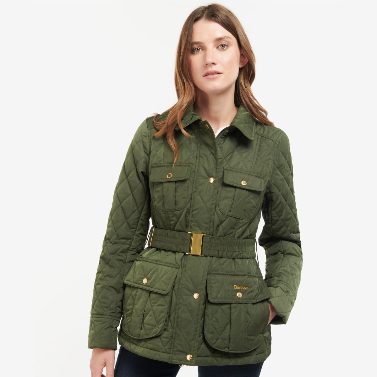 Barbour Belted Defence Women's Quilted Jacket | Olive