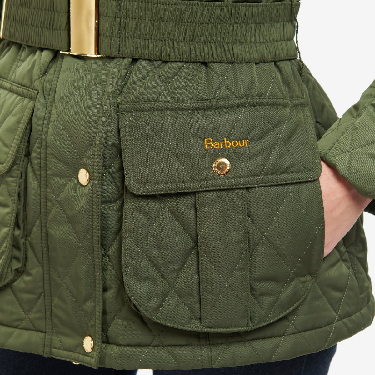 Barbour Belted Defence Women's Quilted Jacket | Olive