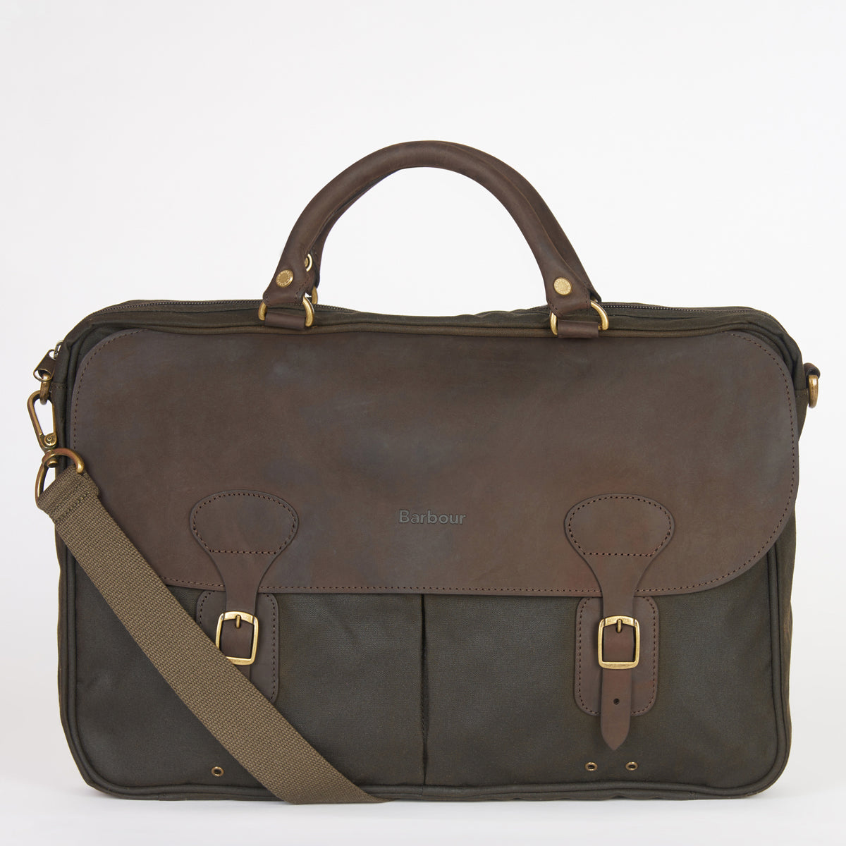 Barbour Wax Leather Briefcase | Olive