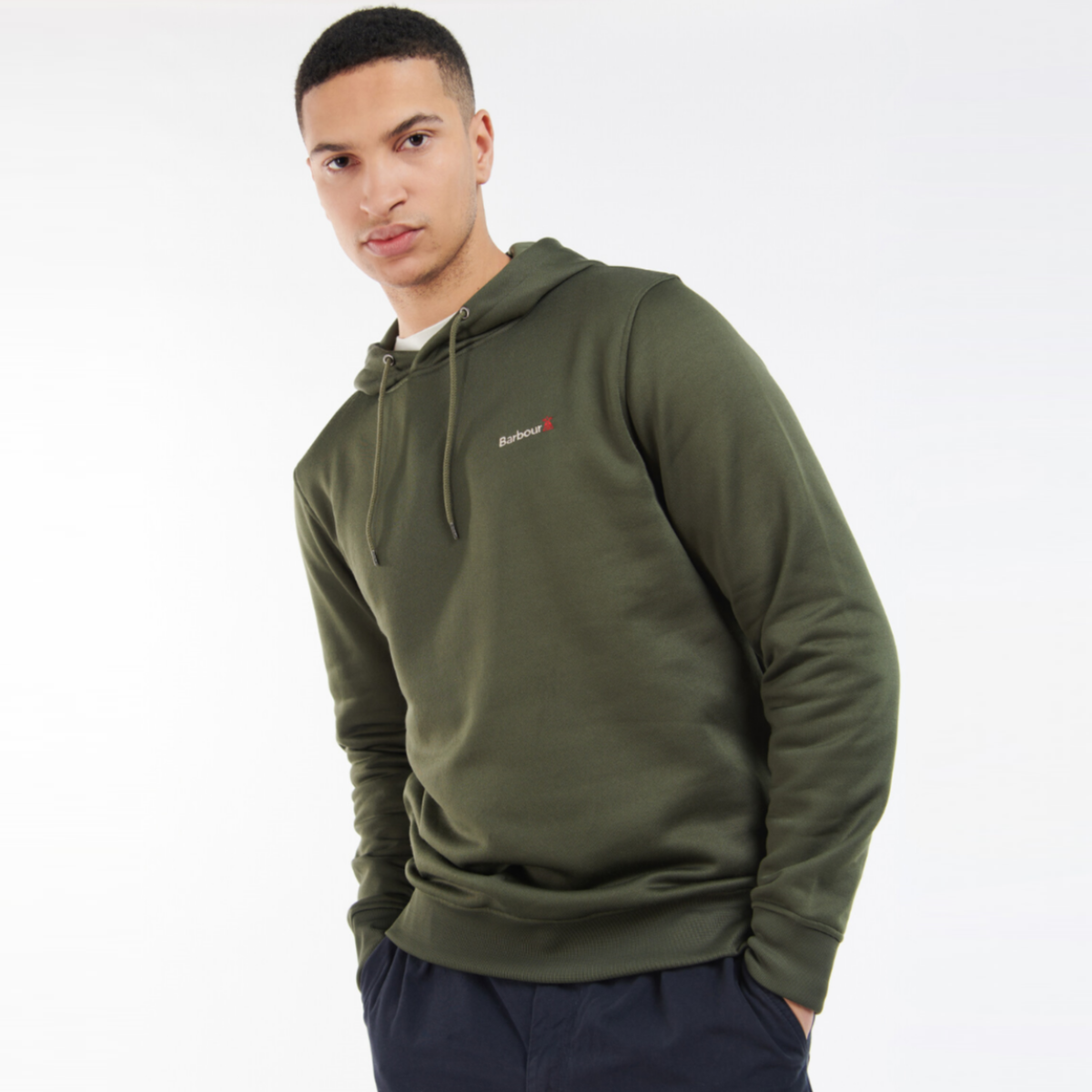 Barbour Calderdale Pop Over Hoodie Men's Jumper | Dark Olive