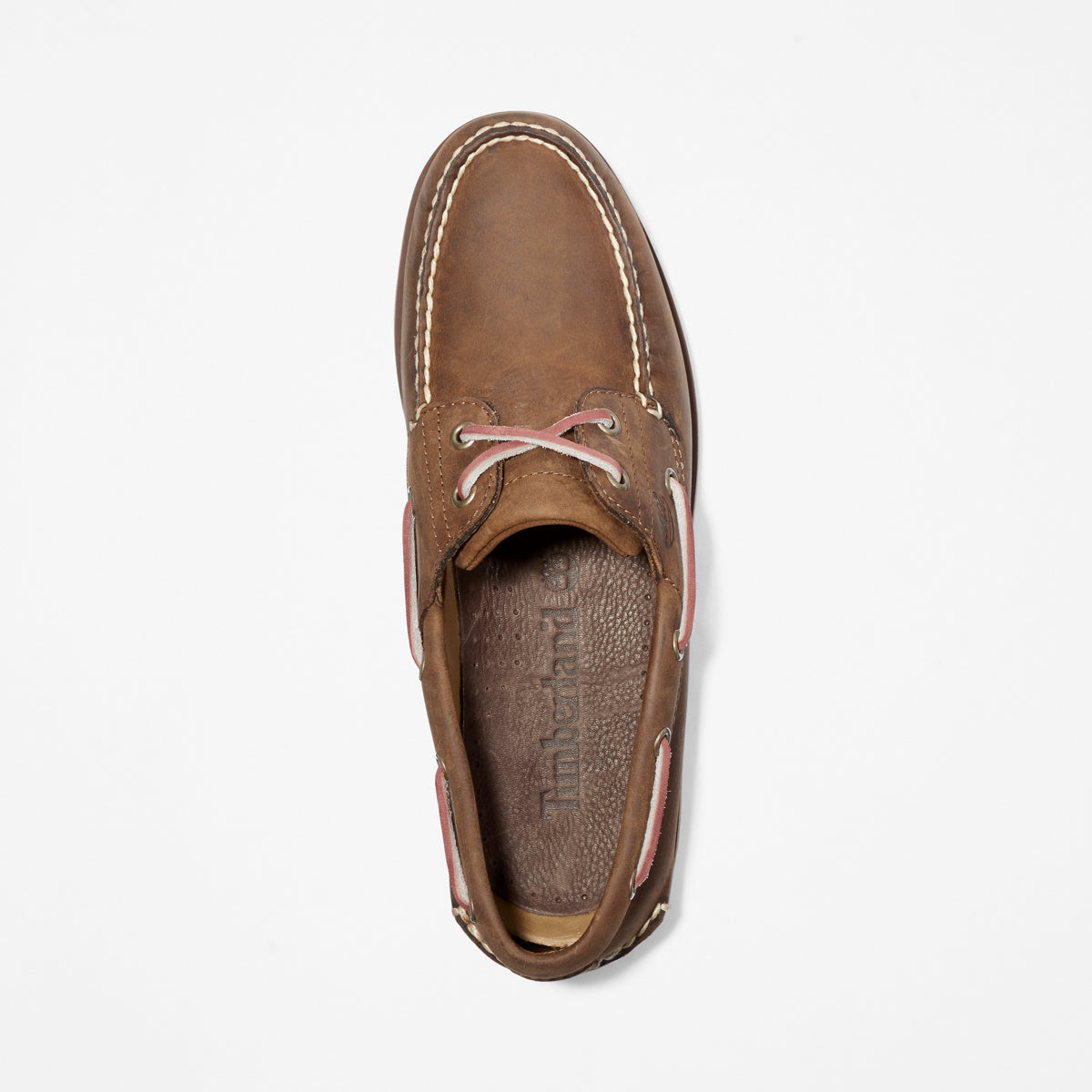 Timberland Men’s Classic 2-Eye Boat Shoes – Brown Nubuck – Top down view