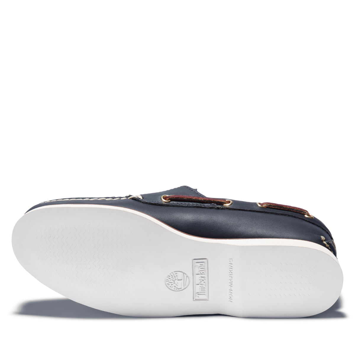 Close-up of siped rubber outsole on Timberland boat shoe