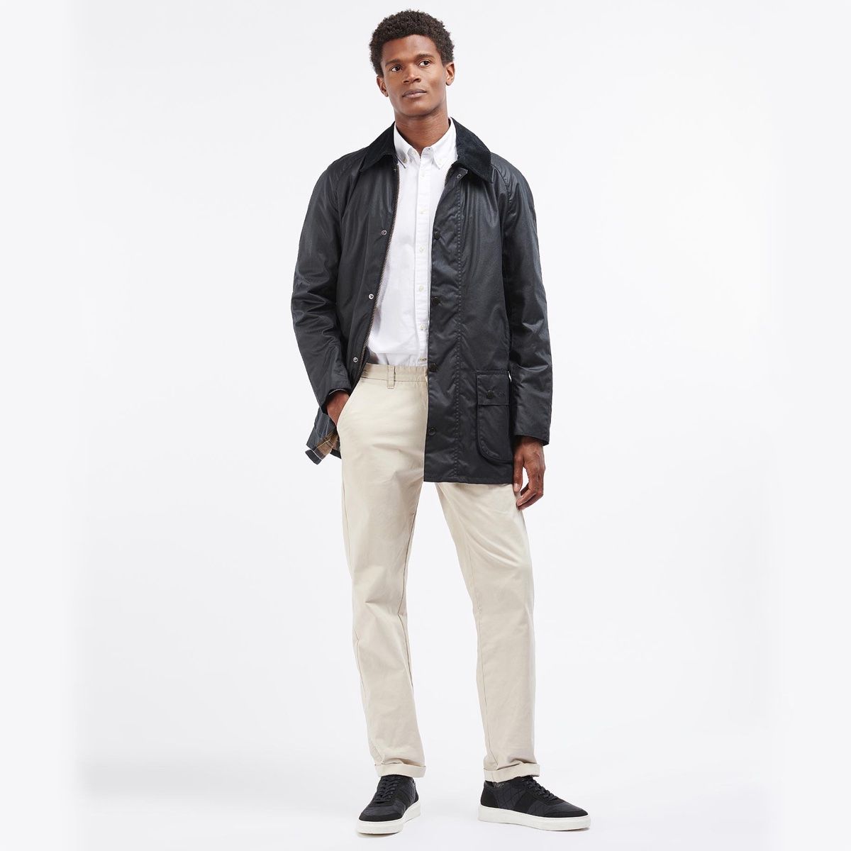 Barbour Beausby tailored fit waxed jacket styled with countrywear - alternate version