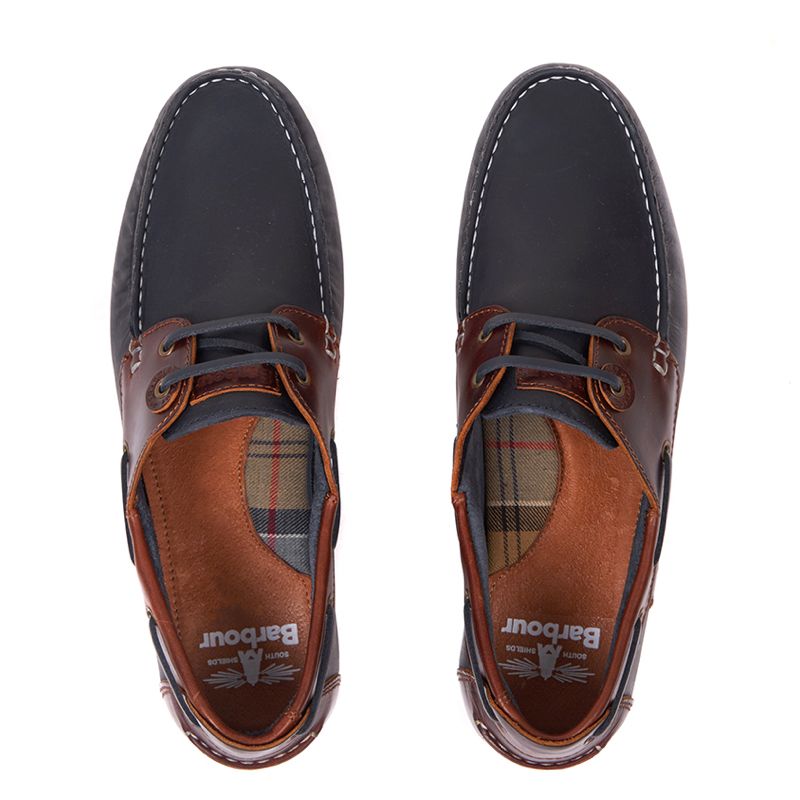 Barbour Capstan Men's Boat Shoe | Navy / Brown