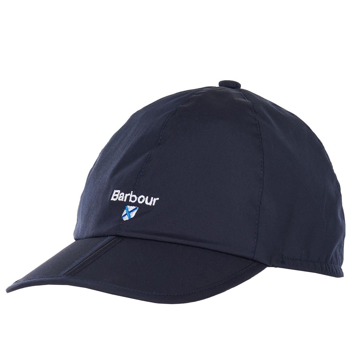 Navy Barbour Crest waterproof packaway sports cap with embroidered crest logo