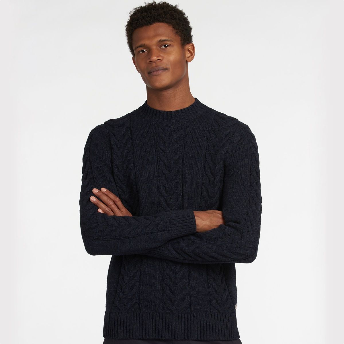 Barbour Essential Cable Knit Men's Jumper | Navy Marl