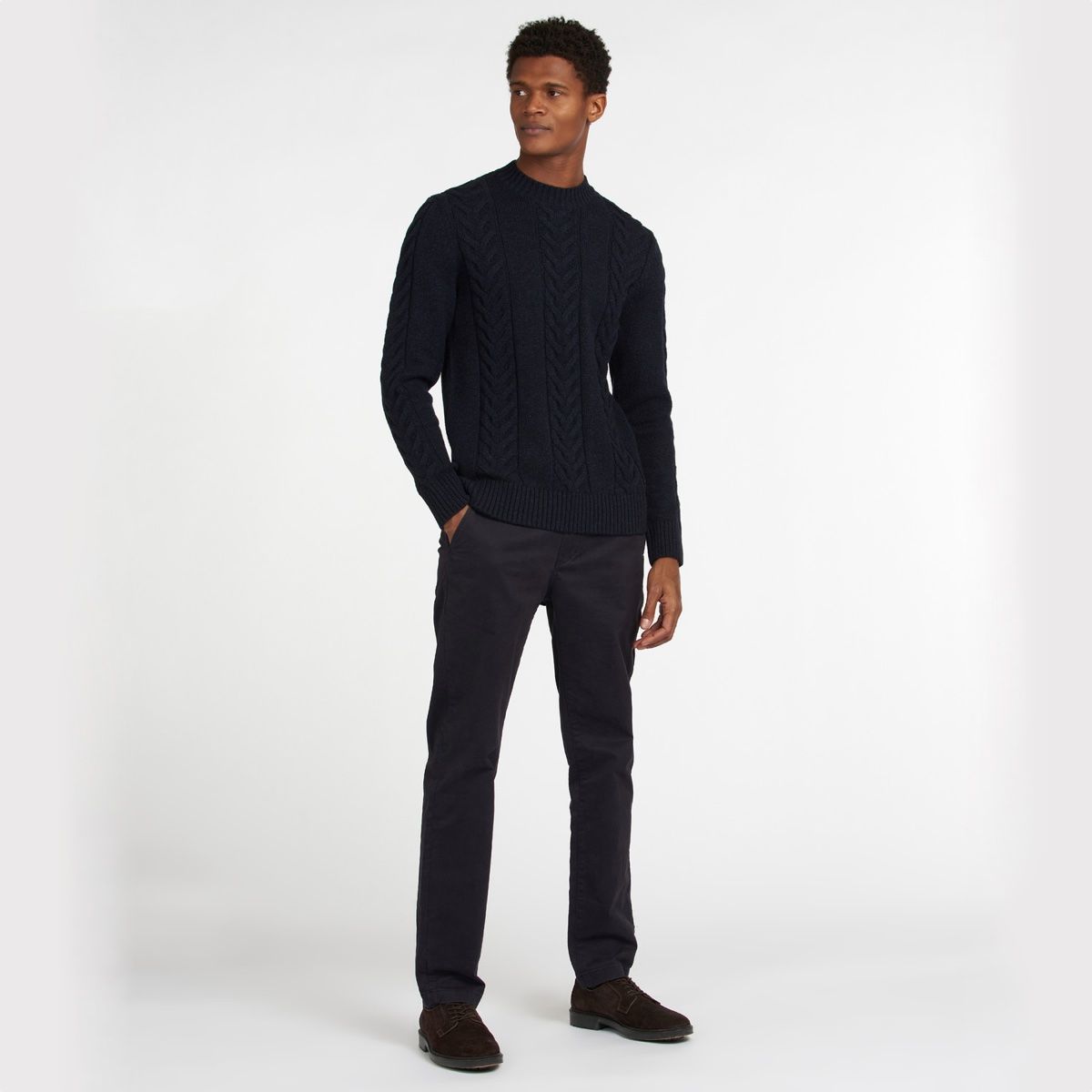 Barbour Essential Cable Knit Men's Jumper | Navy Marl