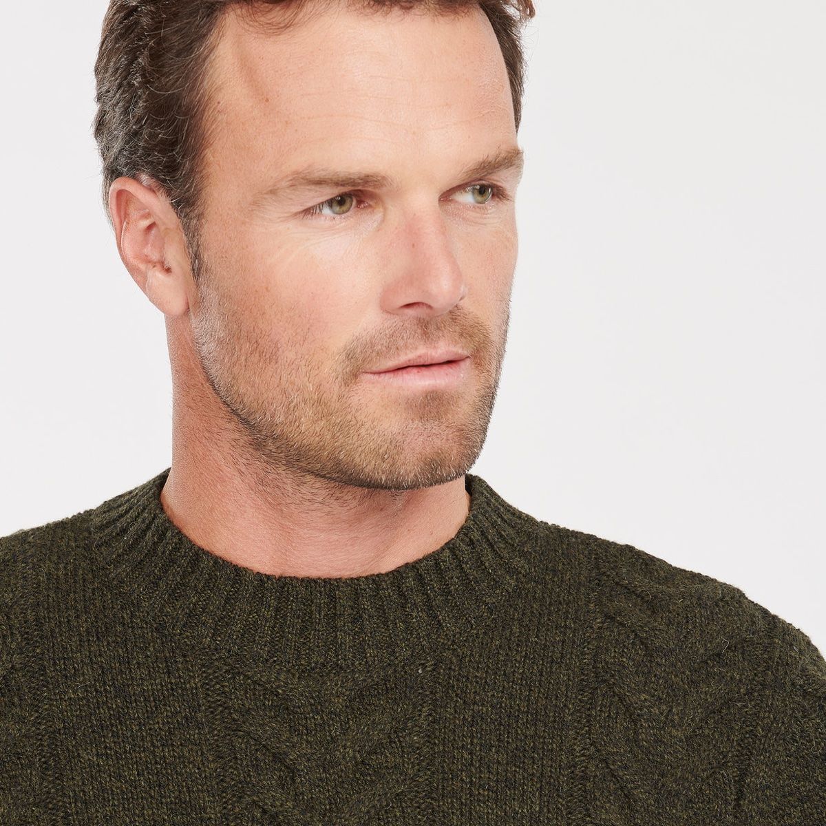 Barbour Essential Cable Knit Men's Jumper | Olive Marl