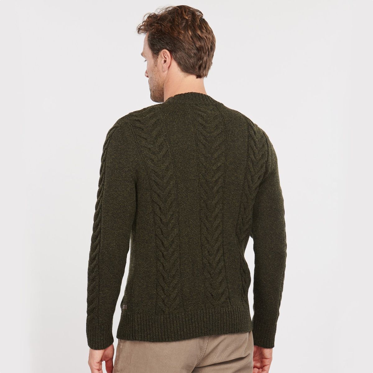 Barbour Essential Cable Knit Men's Jumper | Olive Marl