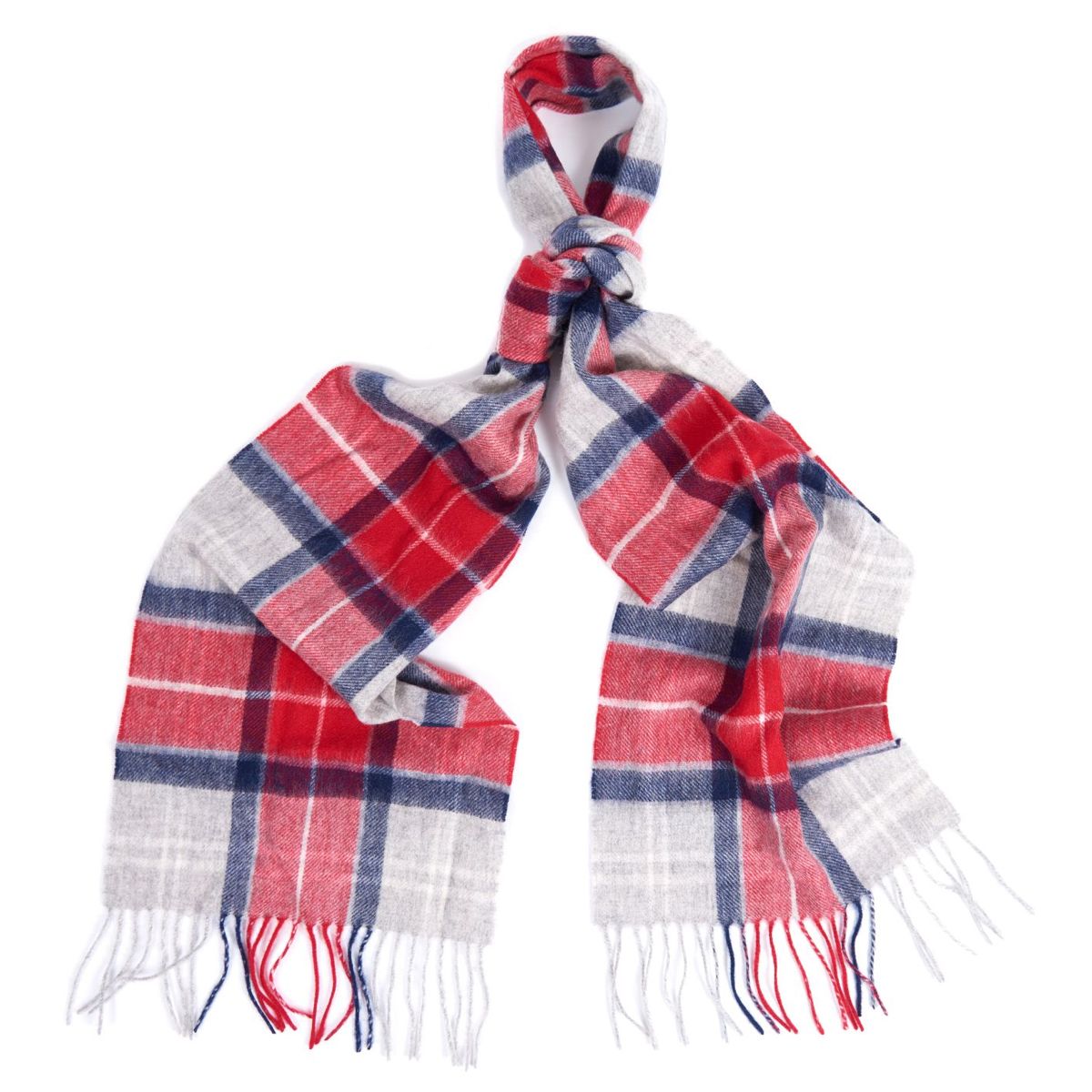 Barbour merino Cashmere Tartan Scarf | Red / Grey