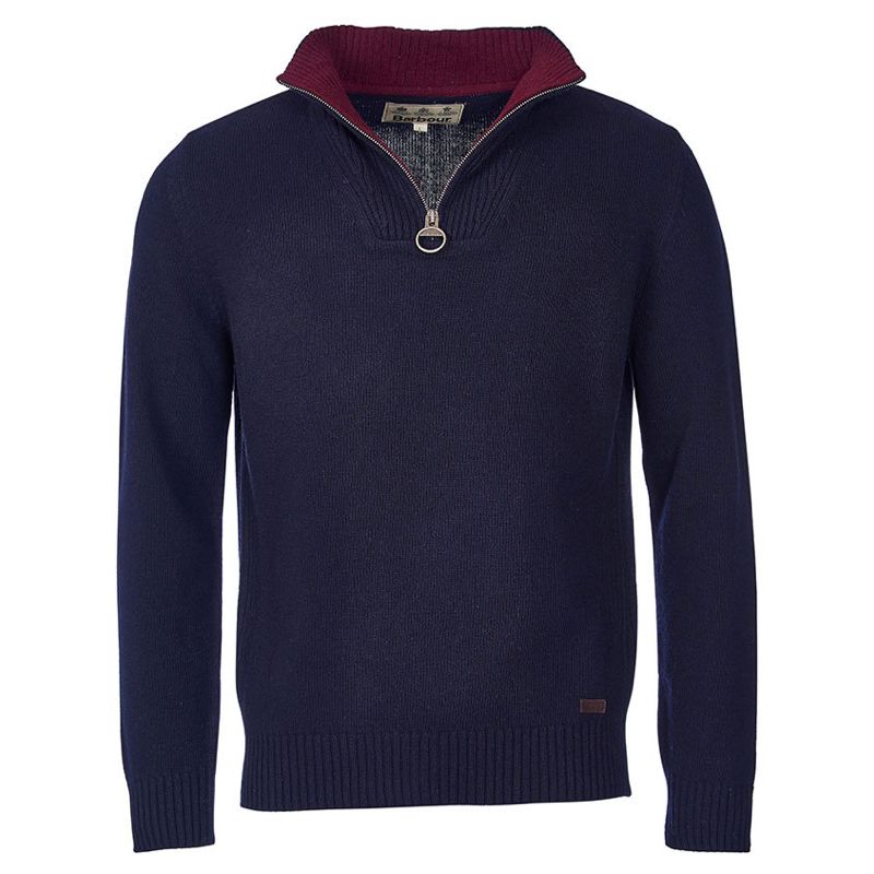 Barbour Nelson Essential Half Zip Men's Jumper | Navy