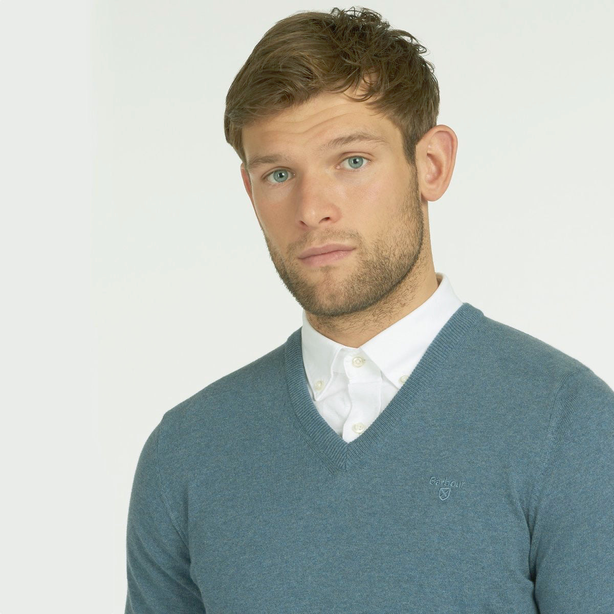 Barbour Pima Cotton V-Neck Men's Jumper | Dark Chambray
