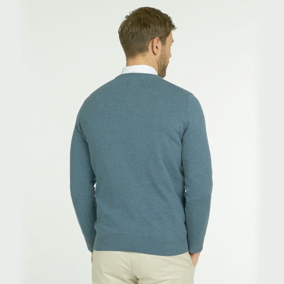 Barbour Pima Cotton V-Neck Men's Jumper | Dark Chambray