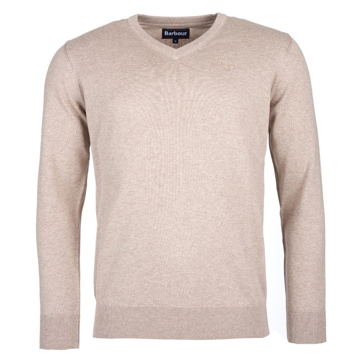 Barbour Pima Cotton V-Neck Men's Jumper | Sand Marl