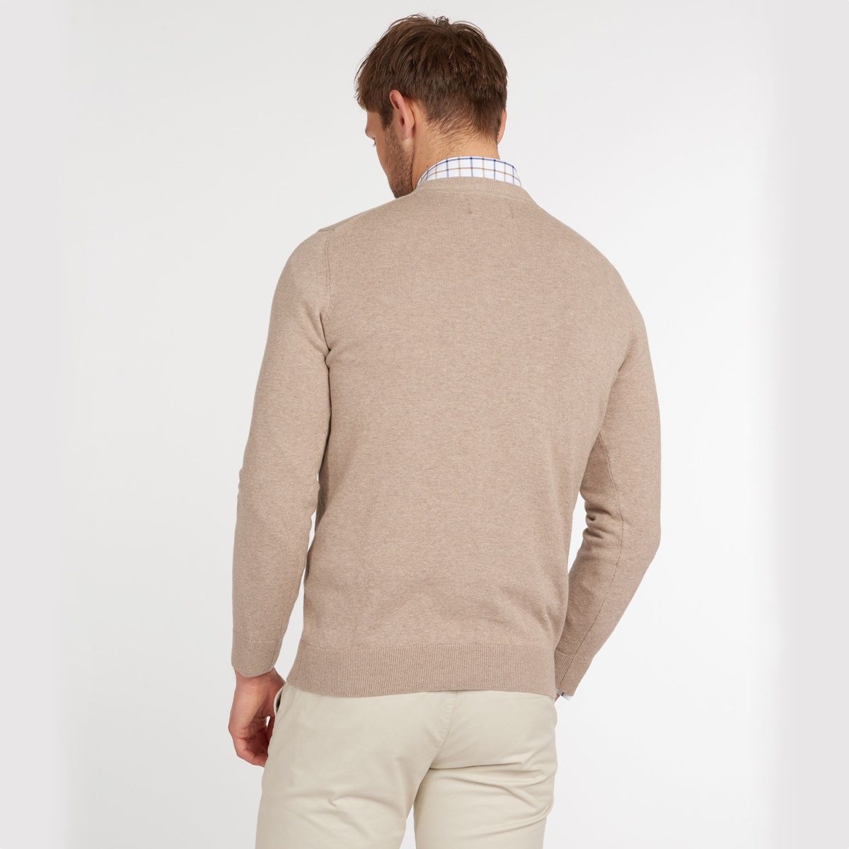 Barbour Pima Cotton V-Neck Men's Jumper | Sand Marl