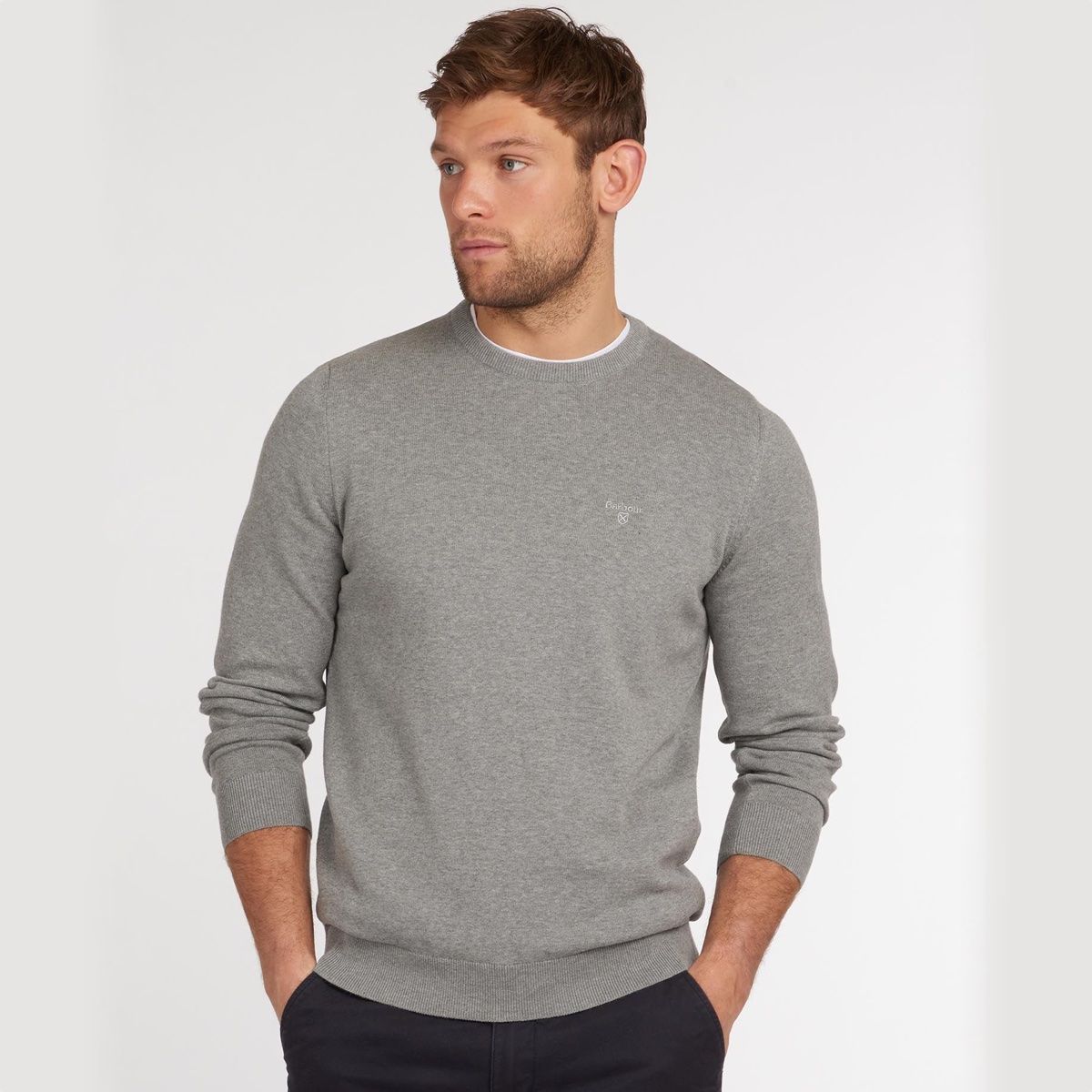 Barbour Pima Cotton Crew Neck Men's Jumper | Grey