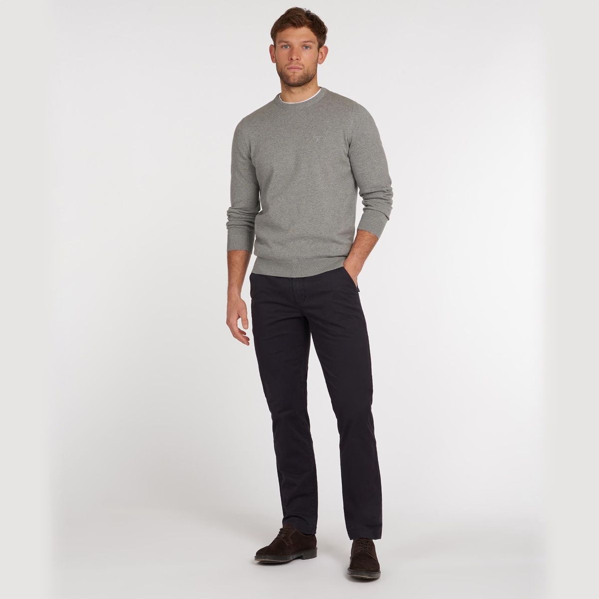Barbour Pima Cotton Crew Neck Men's Jumper | Grey