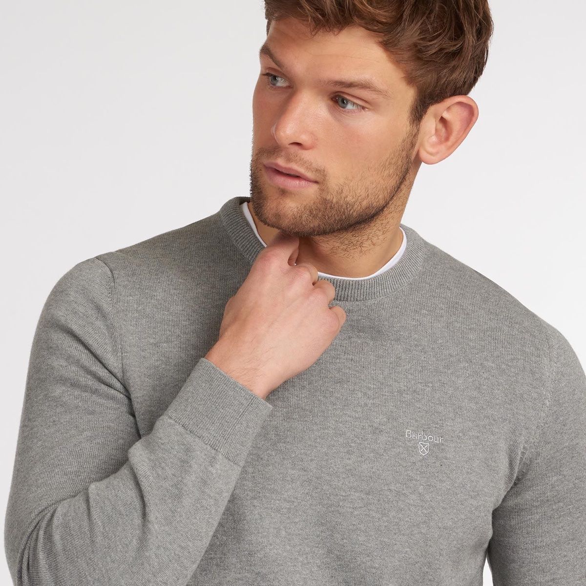 Barbour Pima Cotton Crew Neck Men's Jumper | Grey