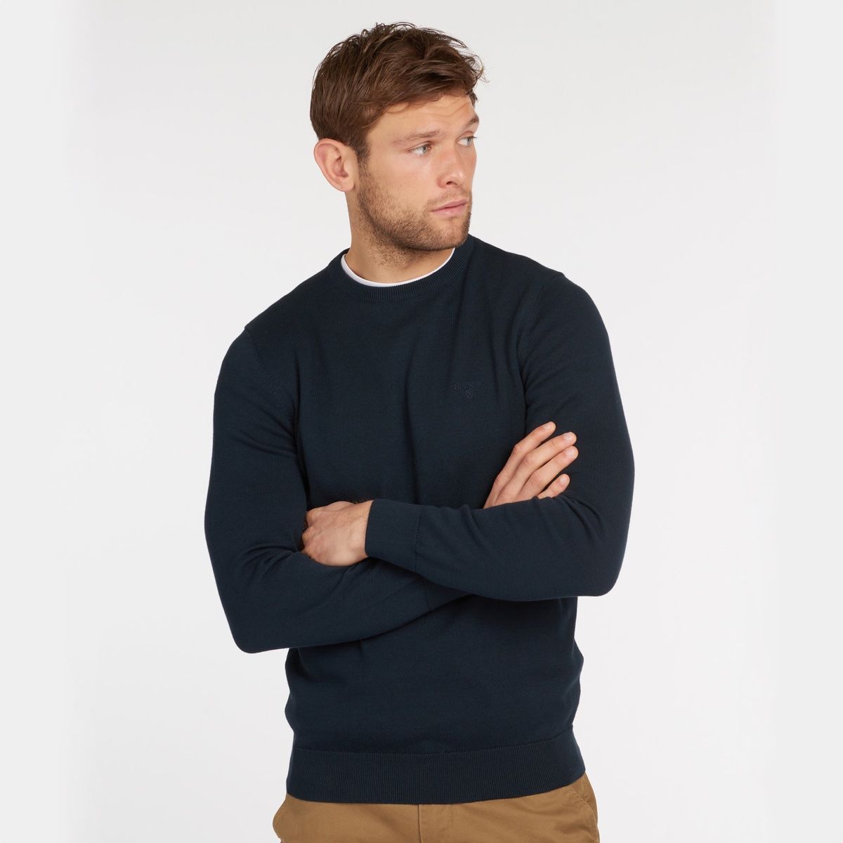 Barbour Pima Cotton Crew Neck Men's Jumper | Navy