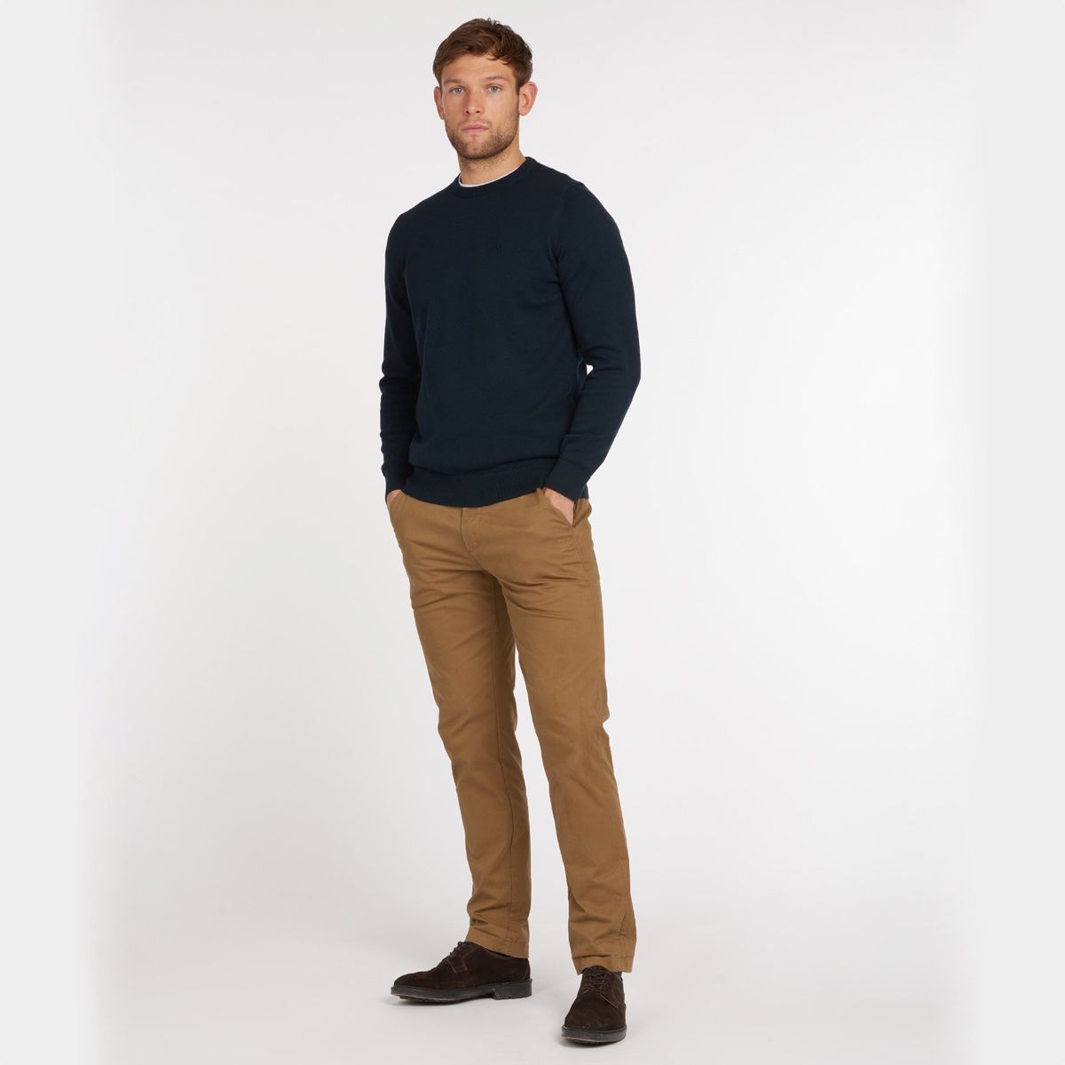 Barbour Pima Cotton Crew Neck Men's Jumper | Navy