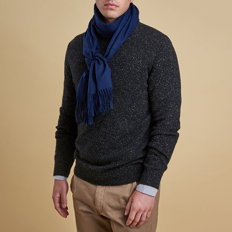 Barbour Plain Lambswool Scarf | Navy