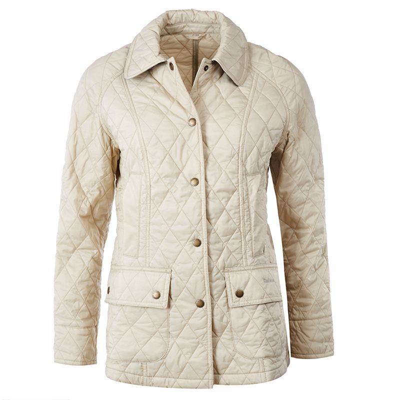 Barbour Summer Beadnell Women’s Quilted Jacket in Pearl – Front View