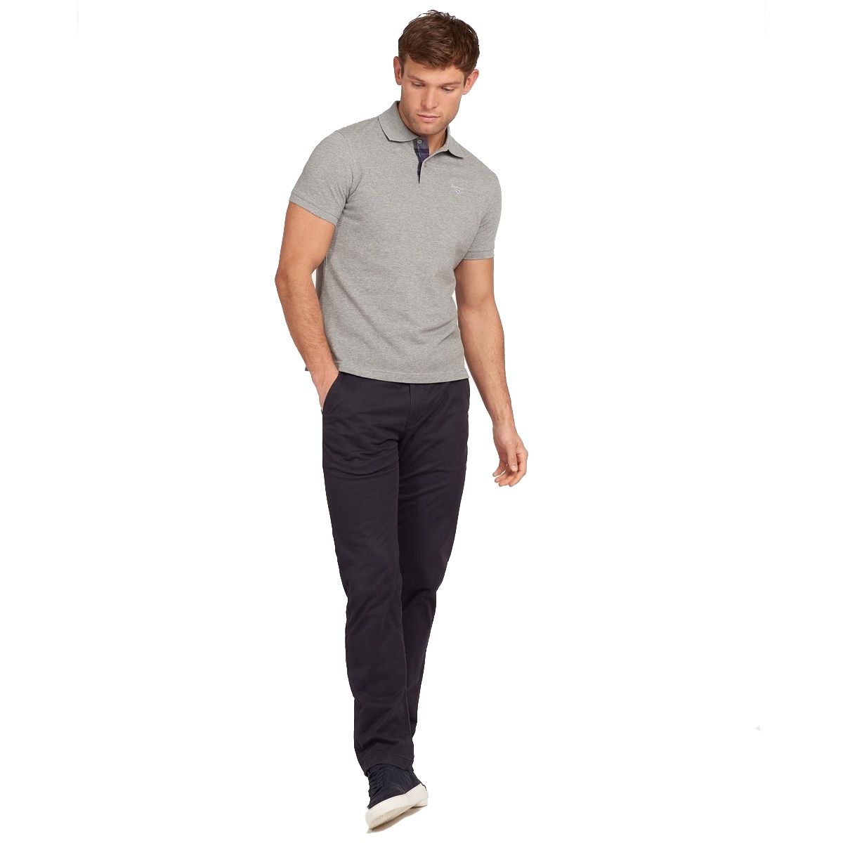 Barbour Tartan Pique Men's Polo Shirt | Grey Marl