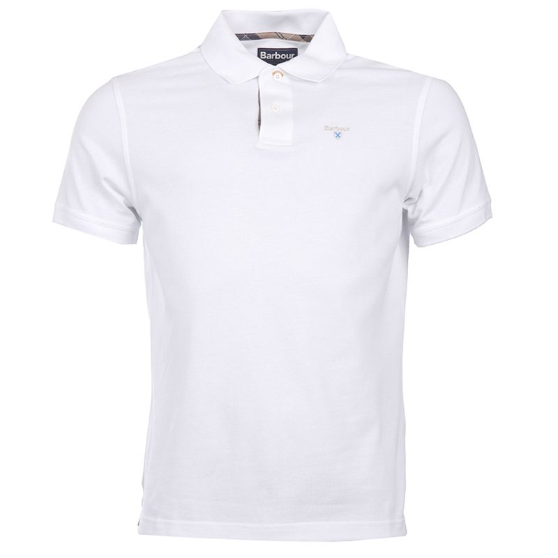 Barbour Tartan Pique Men's Polo Shirt | White Dress