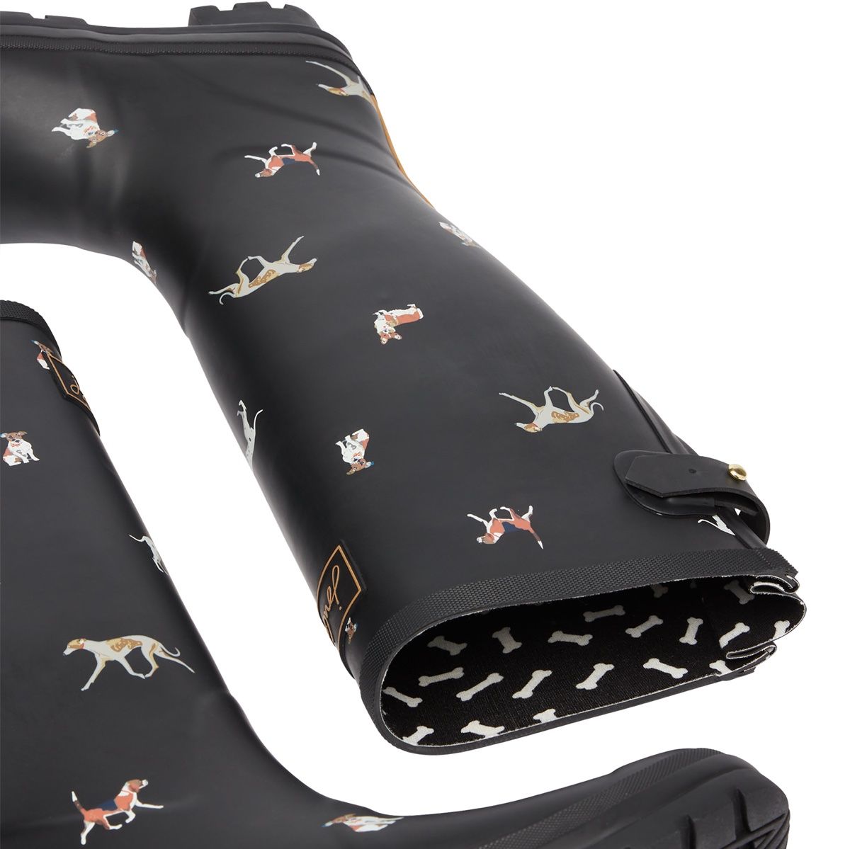 Joules Welly Print Women's Wellingtons | Black Dogs