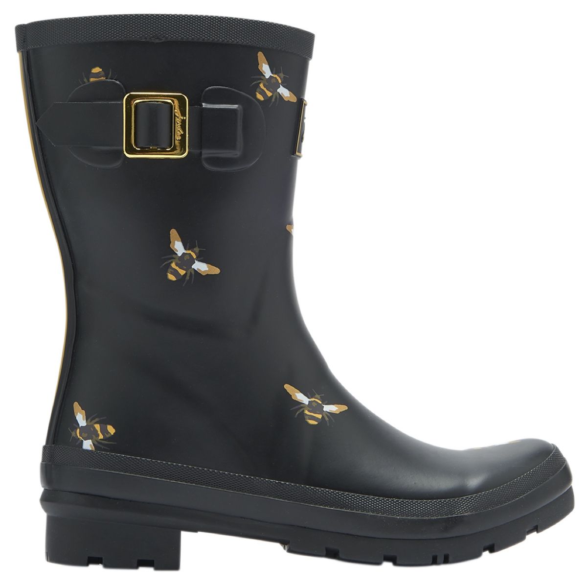 Joules Molly Mid Height Women's Wellingtons | Black Metallic Bees