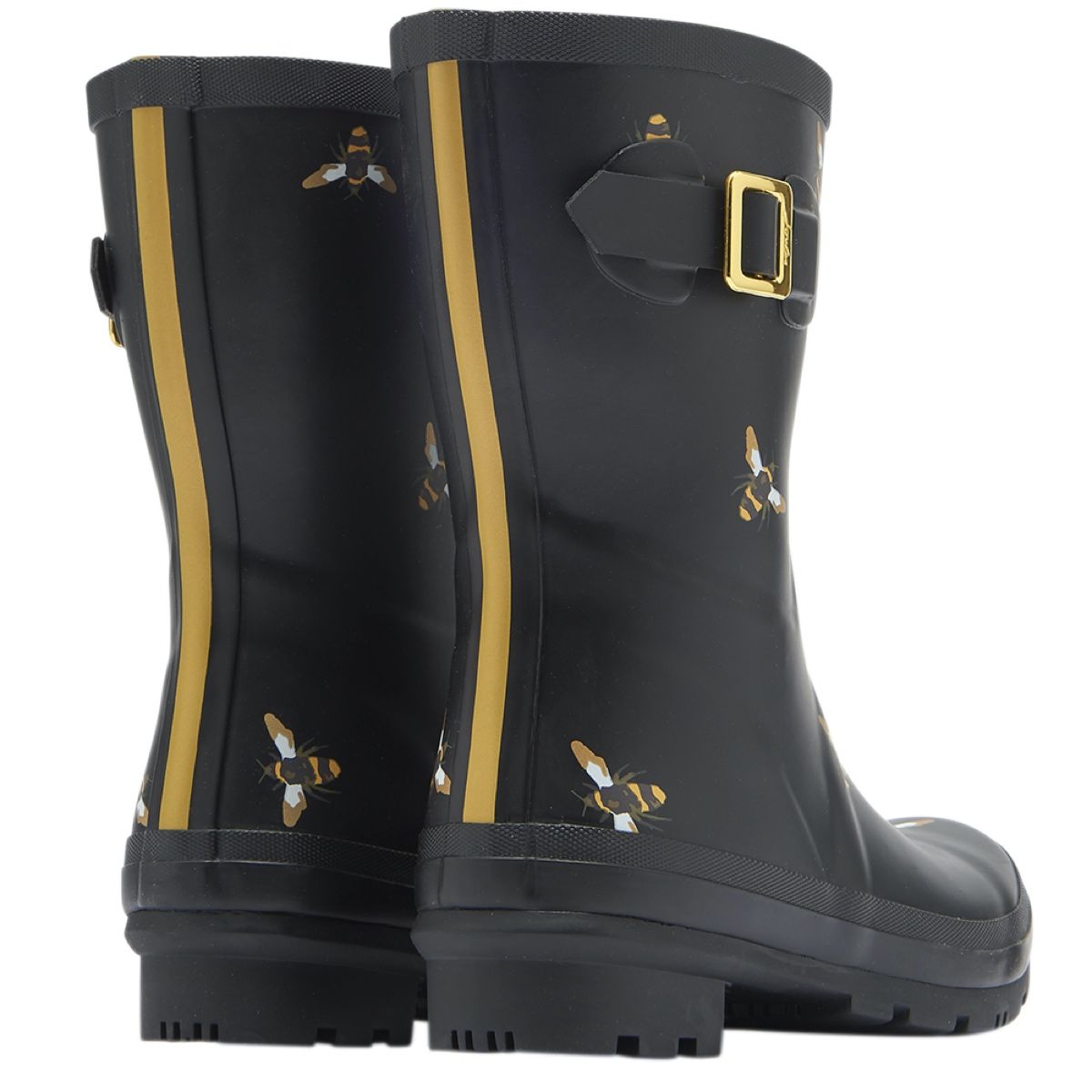 Joules Molly Mid Height Women's Wellingtons | Black Metallic Bees