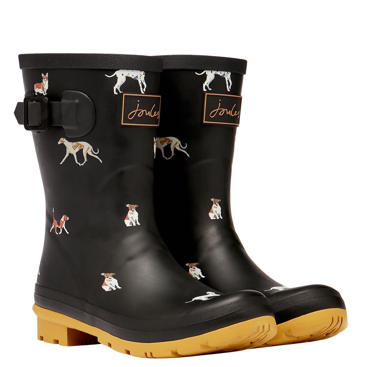 Joules Molly Mid Height Women's Wellingtons | Black Dogs