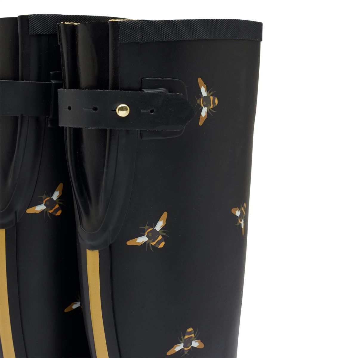 Joules Welly Print Women's Wellingtons | Black Metallic Bees
