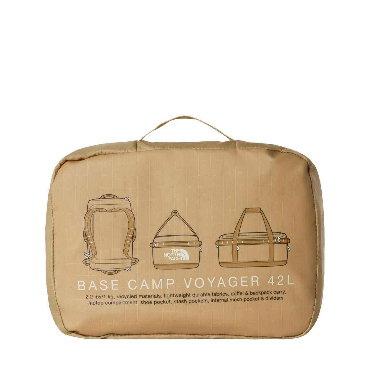 The North Face Base Camp VOYAGER Duffel 42L | Khaki Stone-Utility Brown-Desert Stone