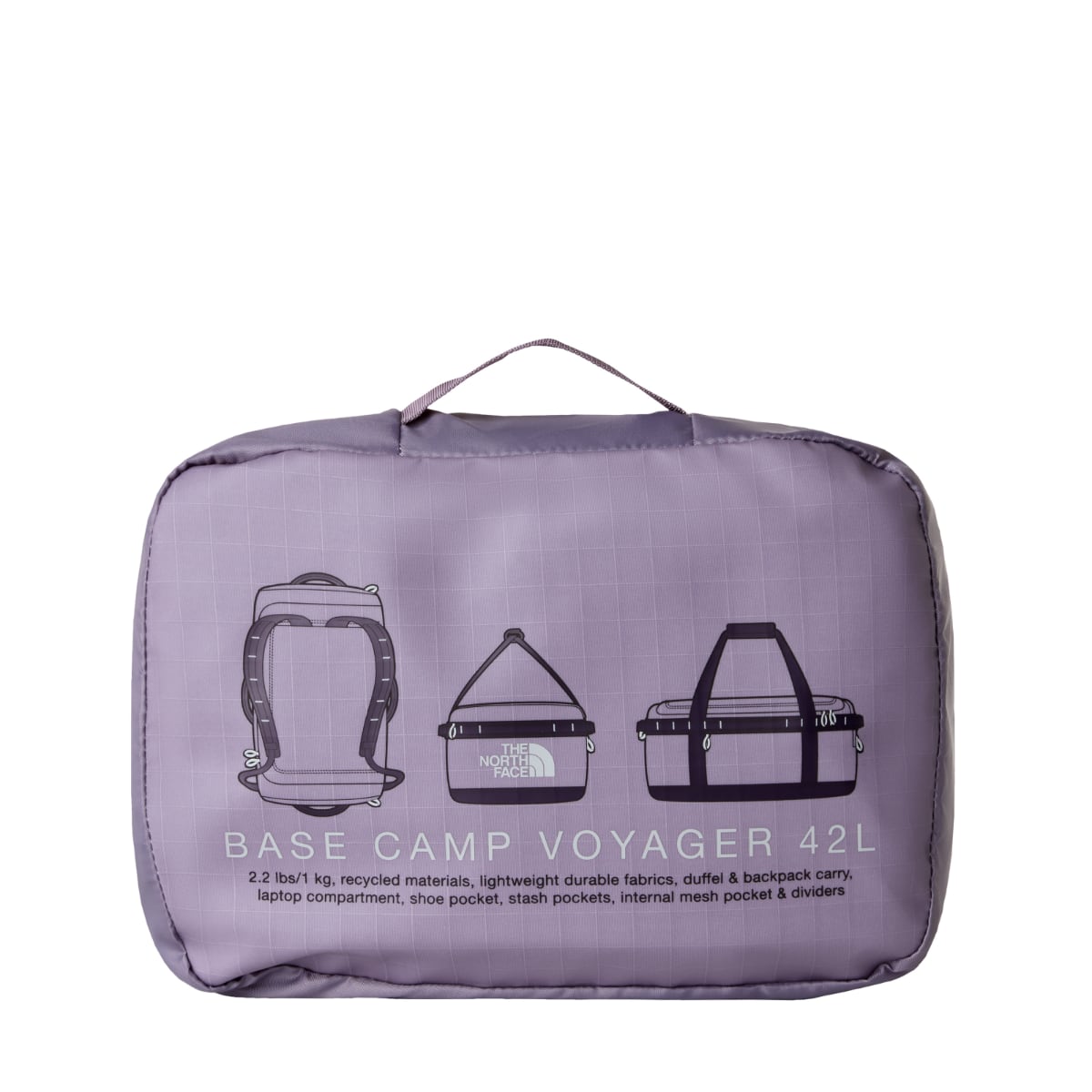The North Face Base Camp VOYAGER Duffel 42L | Transcendent Grey-Endless Dusk-High Rise Grey