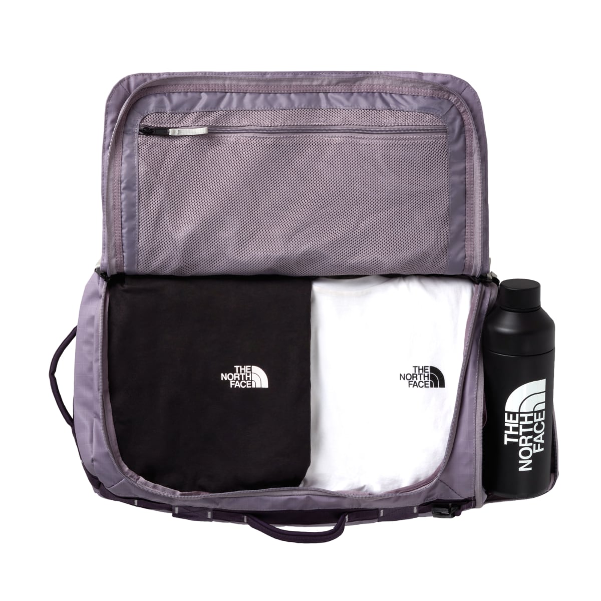 The North Face Base Camp VOYAGER Duffel 32L | Transcendent Grey-Endless Dusk-High Rise Grey
