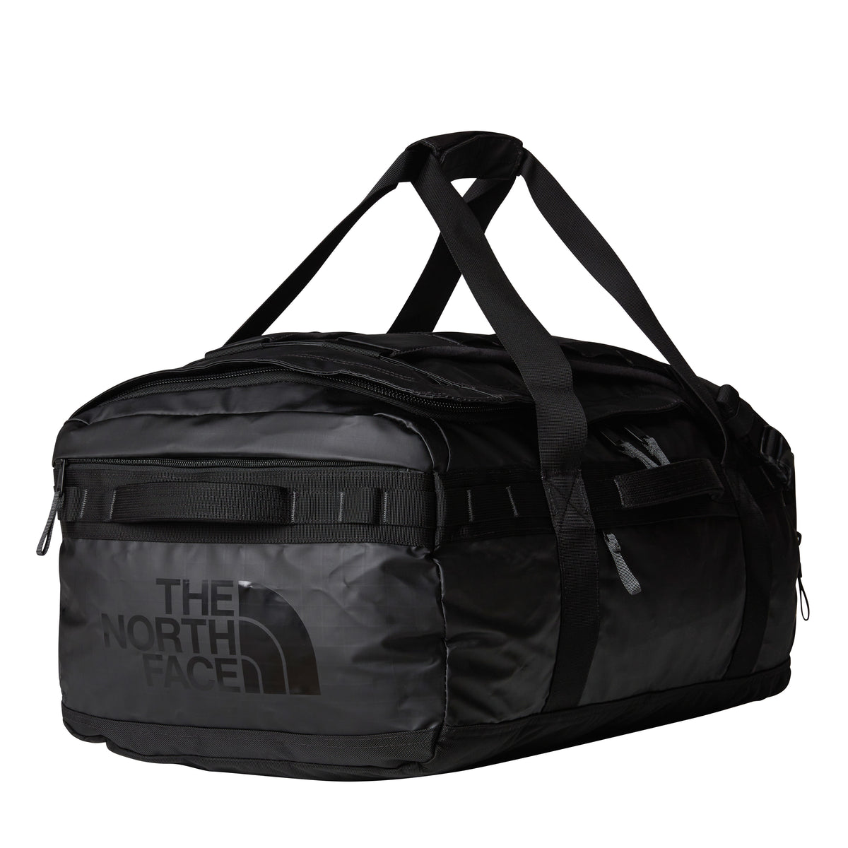 The North Face Base Camp Voyager Duffel 62L in TNF Black and Asphalt Grey
