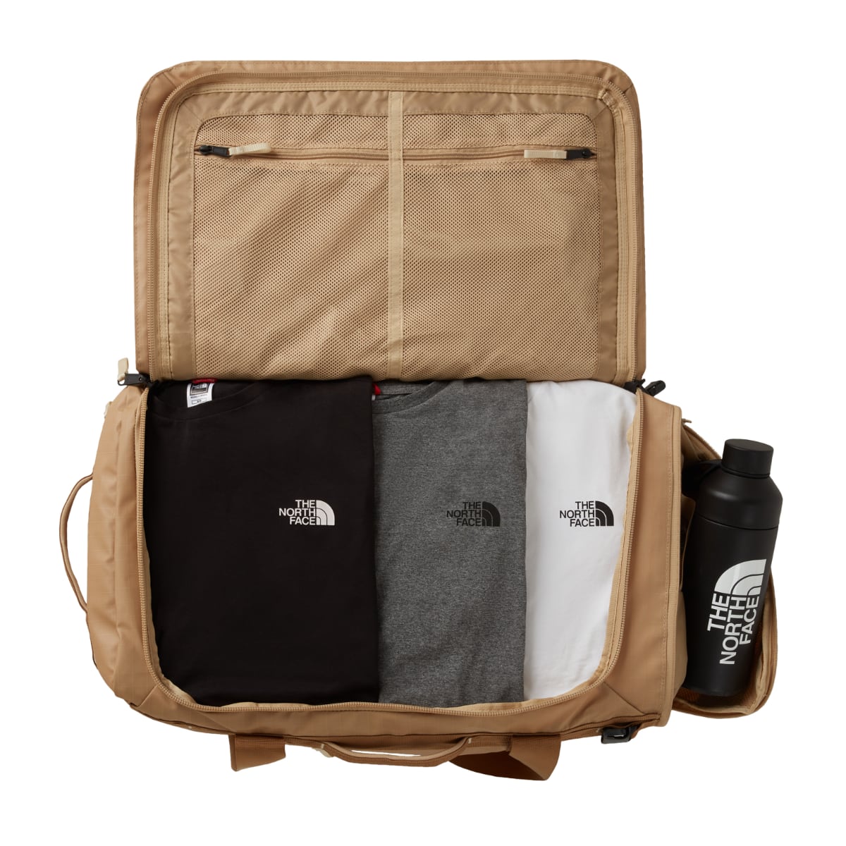 The North Face Base Camp VOYAGER Duffel 62L | Khaki Stone-Utility Brown-Desert Stone