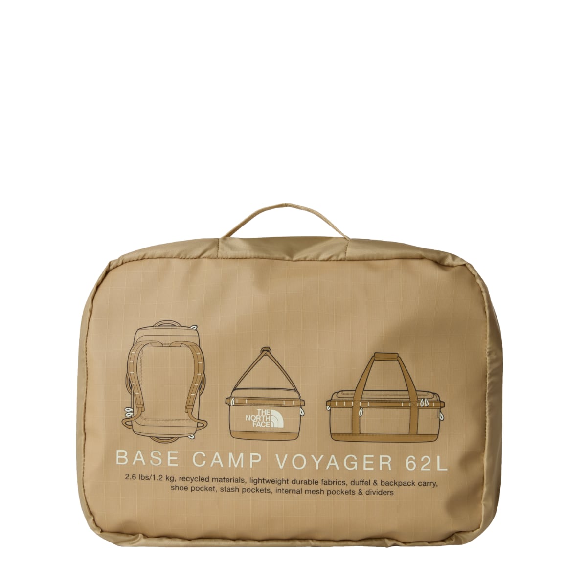 The North Face Base Camp VOYAGER Duffel 62L | Khaki Stone-Utility Brown-Desert Stone