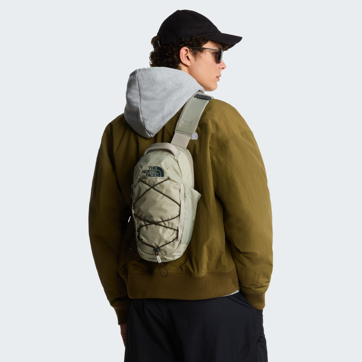 The North Face Borealis SLING Backpack | Stone Slab-Dark Chestnut