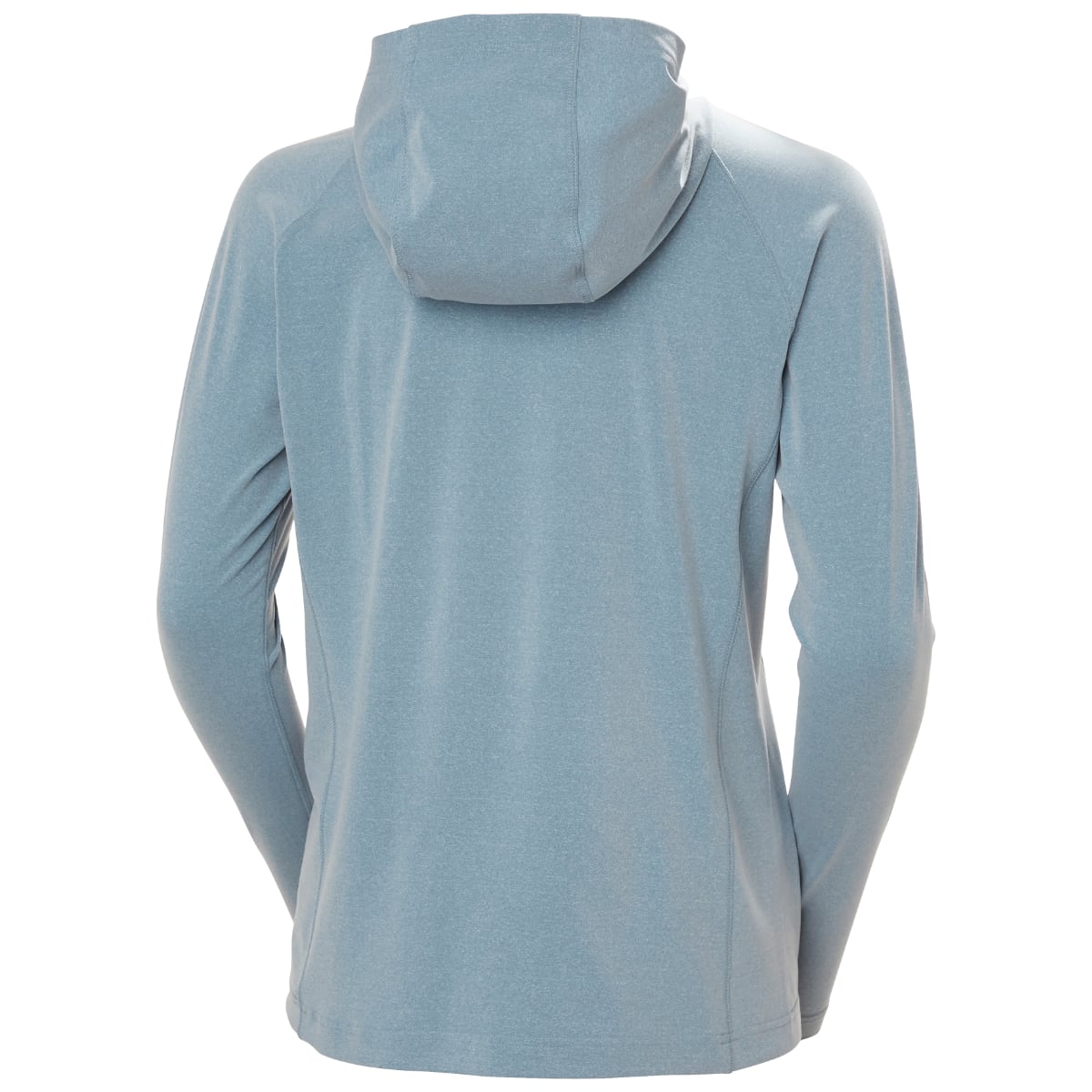 Back view of the Tyri Hoodie Fleece women's top in washed navy melange with a hood