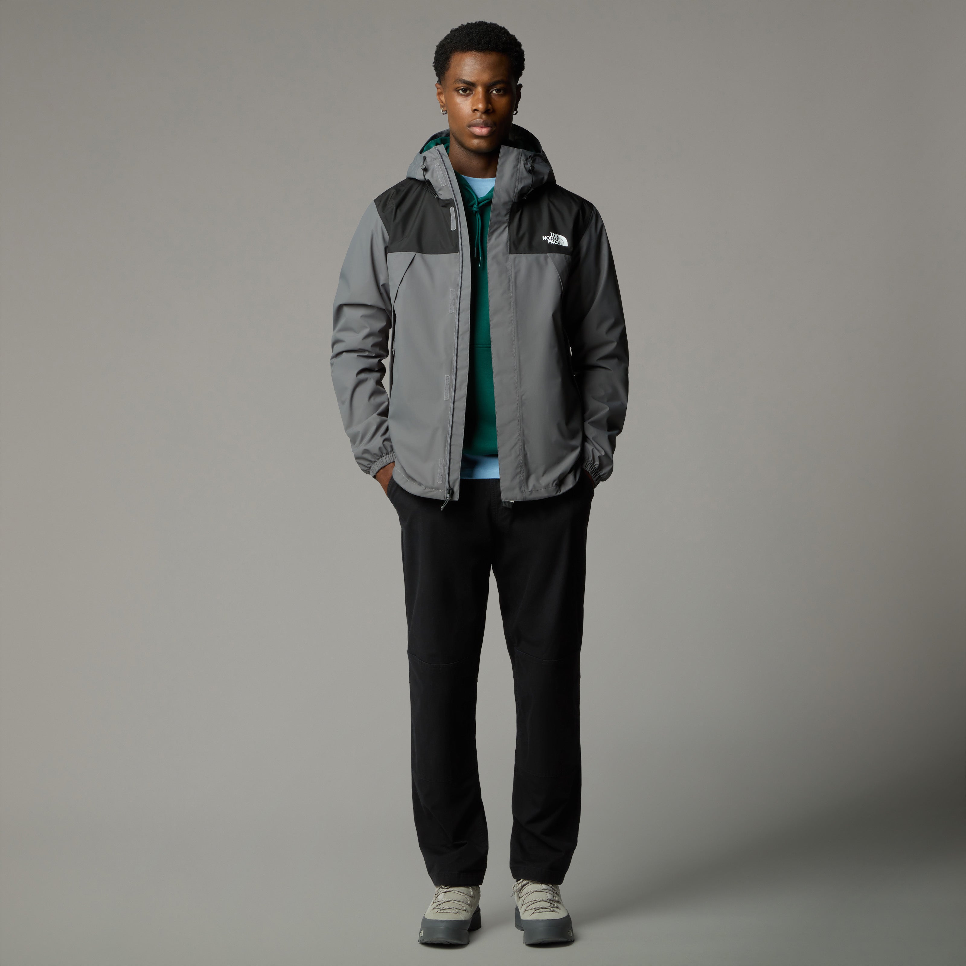 The North Face Antora Waterproof Men's Jacket | Smoked Pearl|TNF Black